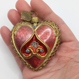 Jeweled Heart Ornament by Jay Strongwater Glass with Crystals